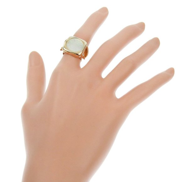 HERMES corozoserie Ring Plated Gold/White shell #4.75(US Size) Women - Picture 5 of 6